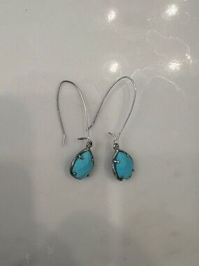 Kendra Scott Aqua Dee Silver and Blue Drop Earrings